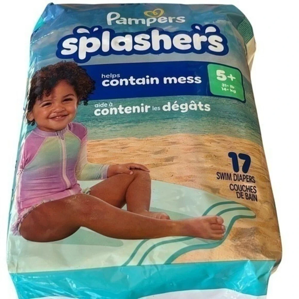Pampers Splashers Swim Diapers SZ 5+, 51 Total Disposable NIP